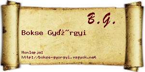 Bokse Györgyi névjegykártya